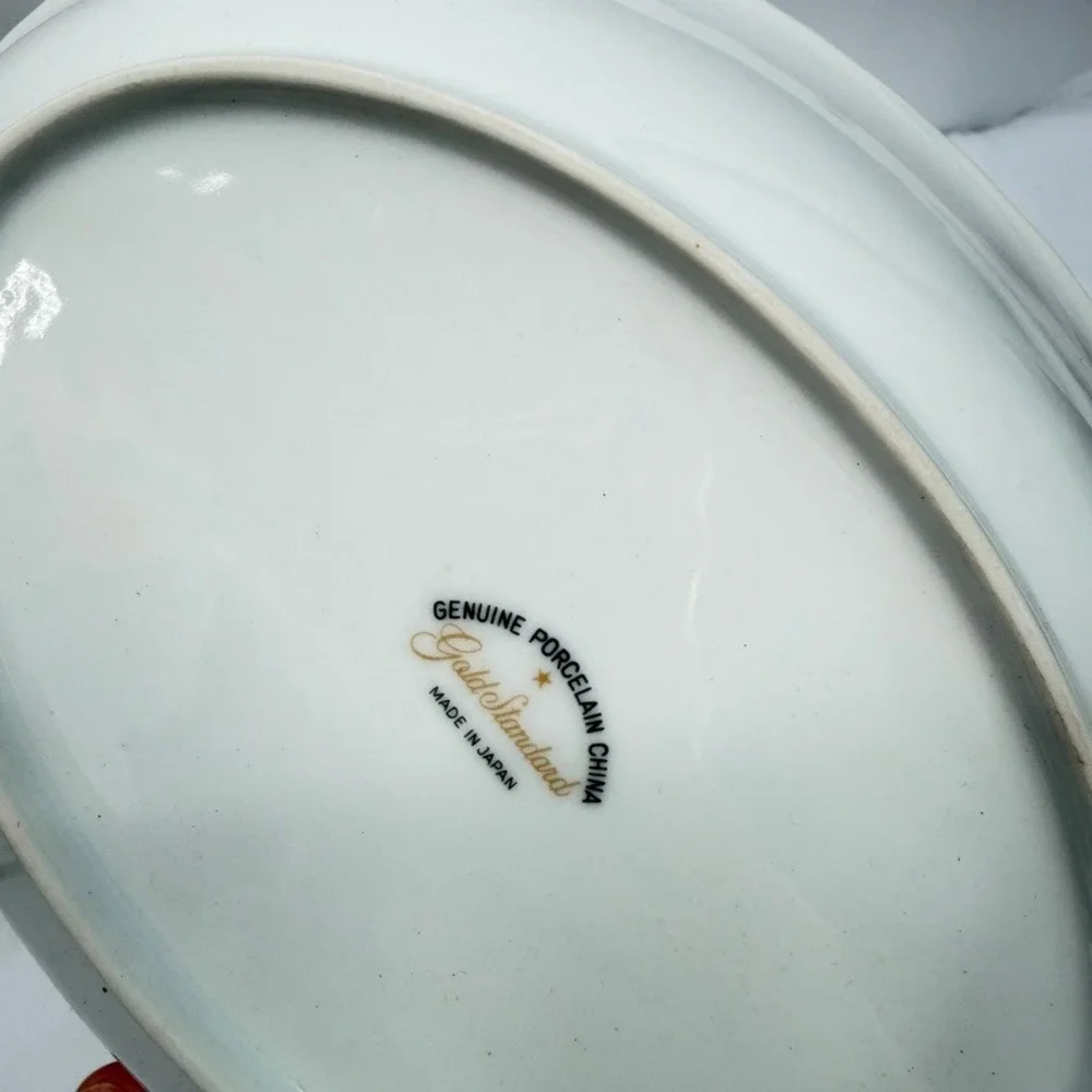 Gold Standard Vegetable Dish Baker Floral Porcelain Serving Bowl C-8 Japan OS